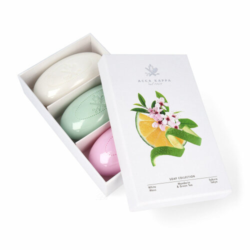 Acca Kappa Weisser Moschus - Mandarin & Green Tea - Sakura Seifen Set 3 x 150 g